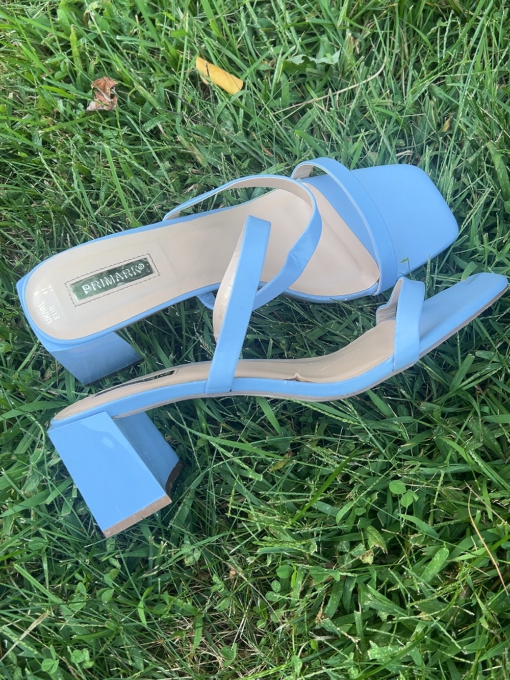 Primark Light Blue Strappy Block Heel Sandals for Women